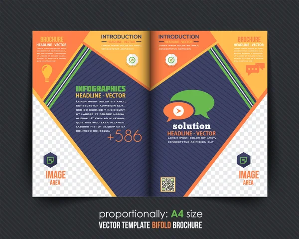 Diseño colorido multiusos del folleto de Bi-Fold A4. Folleto corporativo, plantilla de portada — Archivo Imágenes Vectoriales
