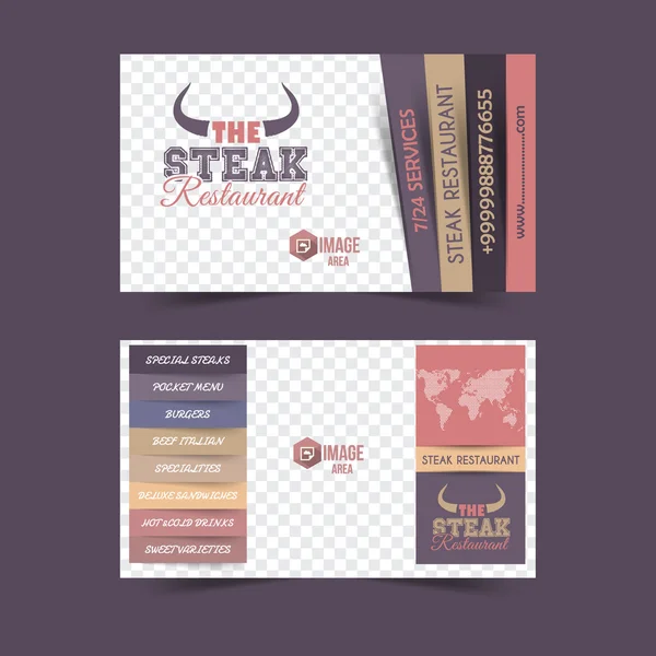 Modèle de bannière de site Web de style horizontal de concept de restaurant de steak, carte publicitaire, conception d'arrière-plan — Image vectorielle