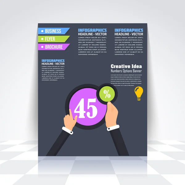 Flyer, genummerde banner, infographics ontwerp, Vector 45 procent — Stockvector