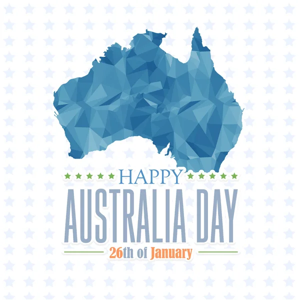 Flat Style Australia Day Theme, National Greeting Card. Low Poly Style Australia Map — Stock Vector