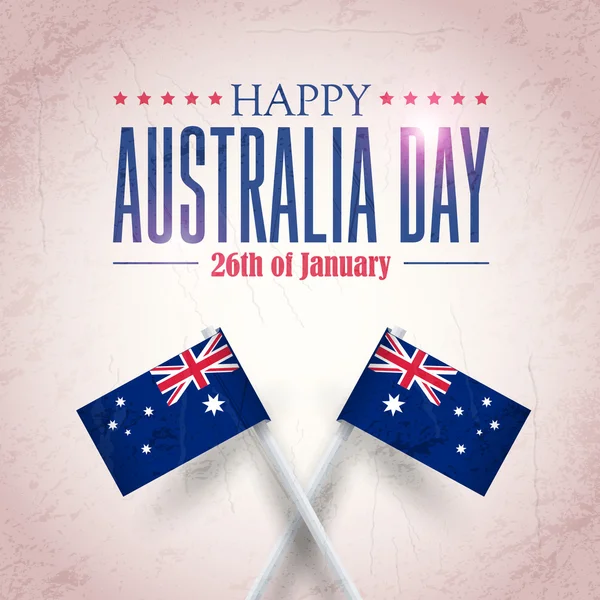 Retro Background of Australia Day, National Celebration Card, Grunge Badges Vector Emblem — Stock Vector