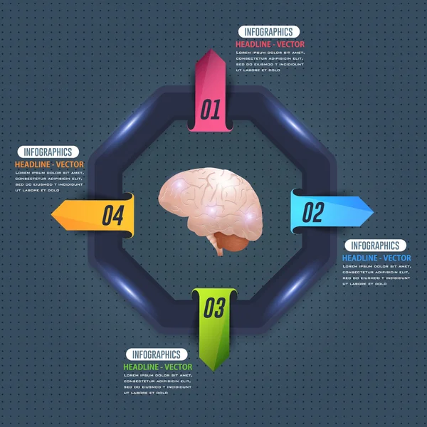 Ideia de negócio, Saúde Cerebral ou Modelo de Infográficos de Capacidade —  Vetores de Stock