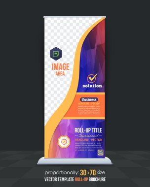Düşük Poly Style Renkli İş Roll-Up Banner Tasarım