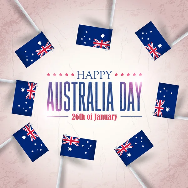 Retro-Hintergrund des australischen Tages, nationale Feierkarte, Grunge-Abzeichen Vektor-Emblem — Stockvektor