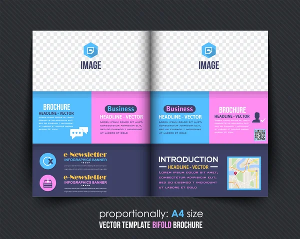 Bi-Fold Brochure Design. Folheto corporativo, Fundo de cobertura —  Vetores de Stock