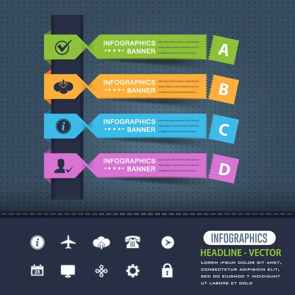 Styl kupónu barevný vektor Infographics šipky, webové prvky, návrh proužkové grafiky — Stockový vektor