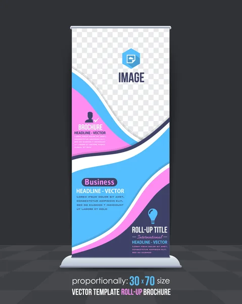 Konsep Bisnis Gaya Datar Rancangan Banner Roll-Up - Stok Vektor