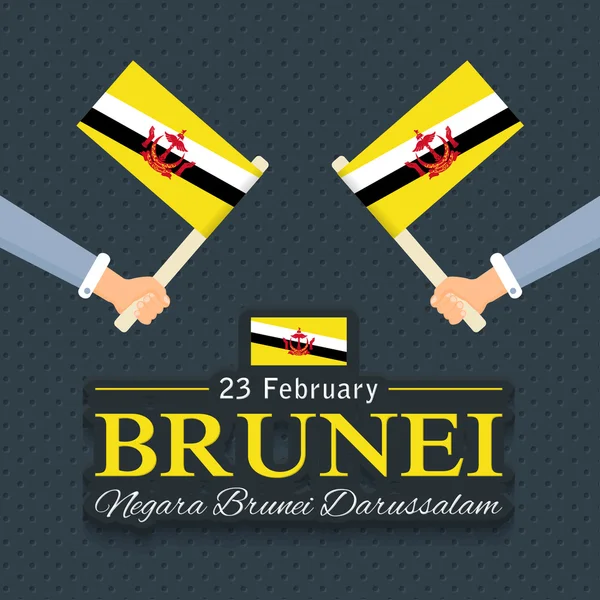 Brunei National Celebration Card, Plano de fundo, Badges Vector Template - Texto Malaio "Negara Brunei Darussalam" em Português "Nação de Brunei " — Vetor de Stock