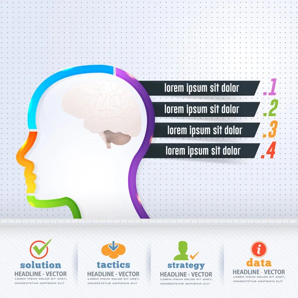 İnsan Beyni Kavramı Infographics, Vektör Soyut Tasarım, Yumuşak Arka Plan — Stok Vektör