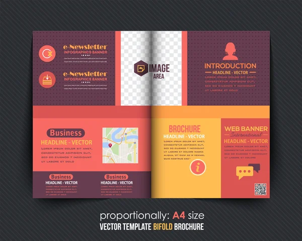 Colorful Bi-Fold Brochure Design. Corporate Leaflet, Cover Template — Stock Vector