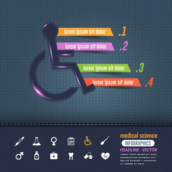 Disabili Simbolo Colorato Vettoriale Infografica Design — Vettoriale Stock