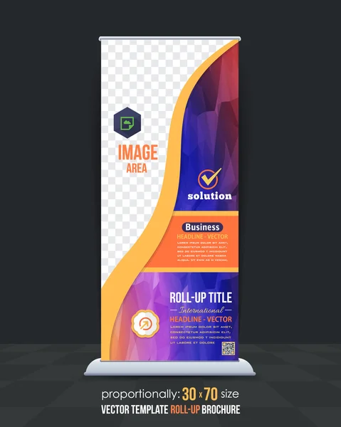 Desain Banner Roll-Up Bisnis Berwarna Gaya Poly Rendah - Stok Vektor