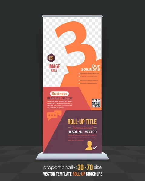 Número 3 Concept Business Roll-Up Banner Design, Modelo de vetor de publicidade vertical — Vetor de Stock