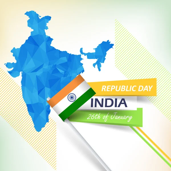 Dzień Republiki Indii powitanie karty, styl geometryczny Indie mapa, niewyraźne tło projekt — Wektor stockowy