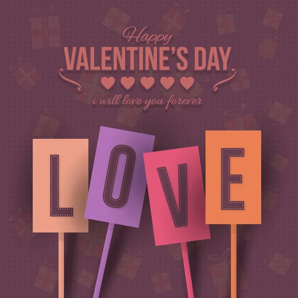 Love Text, Valentine's Day Background, Greeting Card — Stock Vector