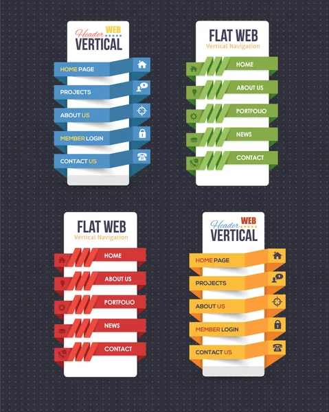 Intestazione verticale multicolore Menu Design Set — Vettoriale Stock