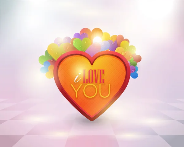 Şık Metin "Seni Seviyorum", Sevgililer Günü Tebrik Kartı, Duyuru ve Kutlama Mesajı Arka Plan — Stok Vektör
