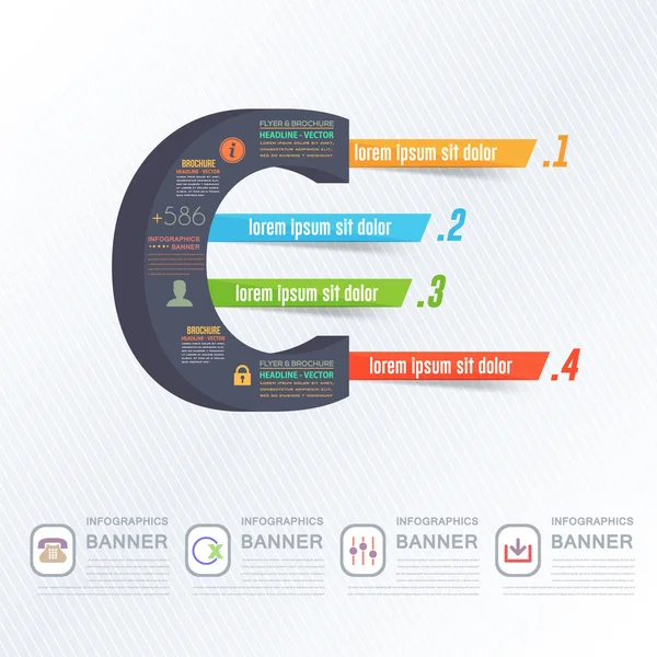 Lettera C Infografica Elementi di Design e Web — Vettoriale Stock