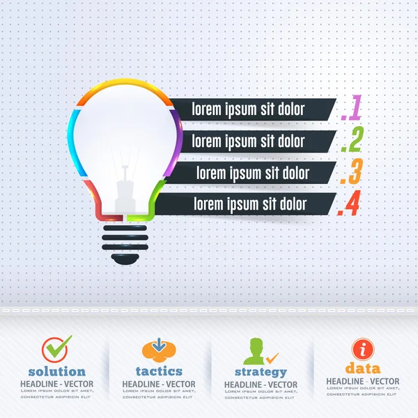 Affärstema glödlampa symbol konceptet Infographics pilar — Stock vektor