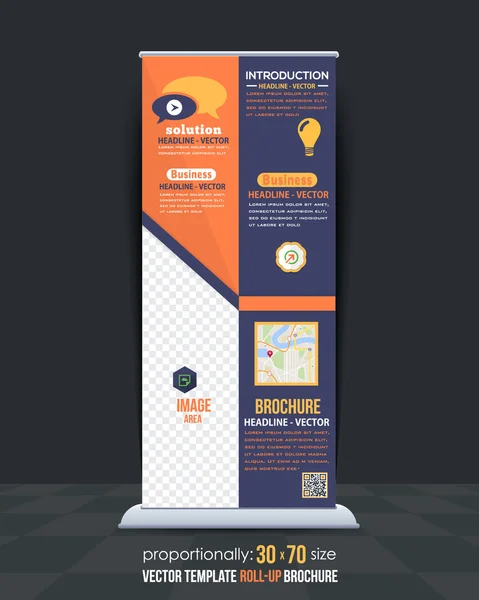 Business Concept Roll-Up Banner Design, Vertical Advertising Vector Template - Stok Vektor