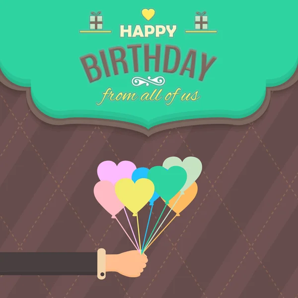 Düz Mutlu Doğum Günü Tebrik Kartı, Tipografik Kutlama Mesajı Vektör Tasarım — Stok Vektör
