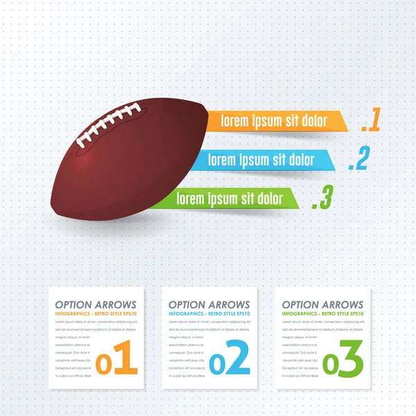 Amerikan Futbol Topu Konsept Infographics Tasarım — Stok Vektör