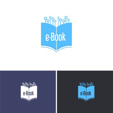 Vektör e-Kitap Simgeleri Tasarım, Logolar, İşaret, Sembol Şablon Seti