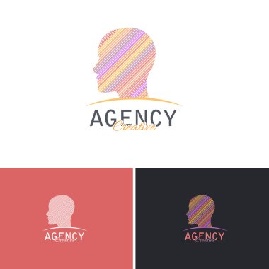 Yaratıcı Tasarım Ajansı, Soyut Çizgiler İnsan Kafası Profil Sembol Stil Vektör Simgeleri, Logo, İşaret Şablonu