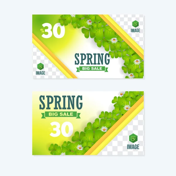 Spring Theme Illustration, Website Banner, Horizontal Header Design, Spring Season Sale — Stock Vector