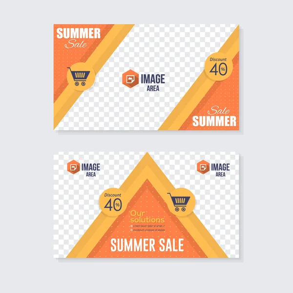 Bannière de site Web de concept de vente d'été, fond horizontal — Image vectorielle