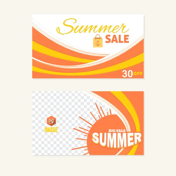 Wave Style Summer Sale Concept Website Banner, Horizontal Background — Stock Vector
