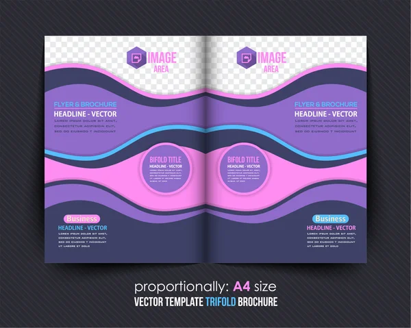 Wave lagen thema Bi-fold brochure sjabloon. Corporate Leaflet, cover ontwerp — Stockvector