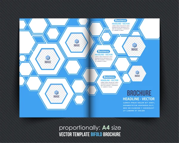 Bi-Fold Brochure Design. Corporate Leaflet, Cover Template, Background — Stock Vector