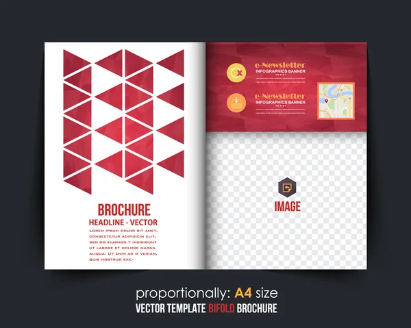 Låg Poly Elements stil Business bi-faldig broschyr design. Företagsbroschyr, omslags mall — Stock vektor