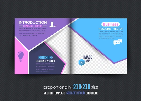 Kleurrijke vierkante Bi-fold brochure ontwerp. Corporate Leaflet, omslag sjabloon — Stockvector