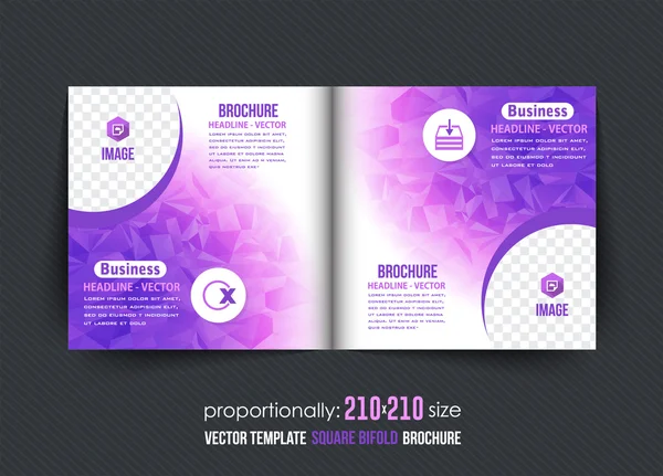 Violette Farben Business Square Bi-fold Broschüre Design. Imagebroschüre, Titelvorlage — Stockvektor