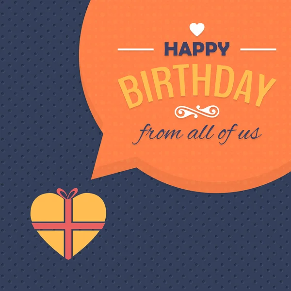 Flat Happy Birthday Vector Card. Anuncio y Mensaje de Celebración Poster, Banner — Vector de stock