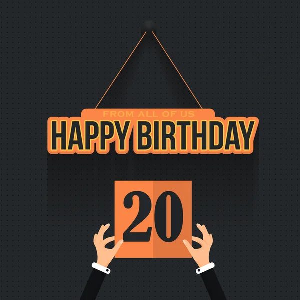 Feliz cumpleaños Vector Design. Anuncio y Mensaje de Celebración Poster, Volante Edad 20 — Vector de stock