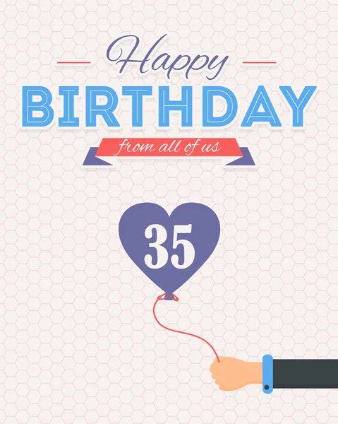 Feliz cumpleaños Vector Design. Anuncio y Mensaje de Celebración Poster, Volante Edad 35 — Archivo Imágenes Vectoriales