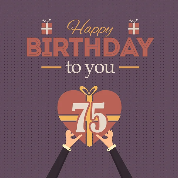 Feliz aniversário vetor idade 75 Folheto, Cartaz, Banner Design — Vetor de Stock