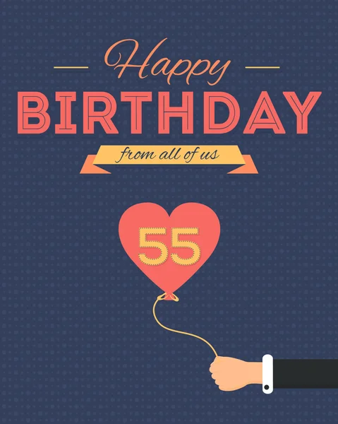 Feliz cumpleaños Vector Design. Anuncio y Mensaje de Celebración Poster, Volante Edad 55 — Vector de stock