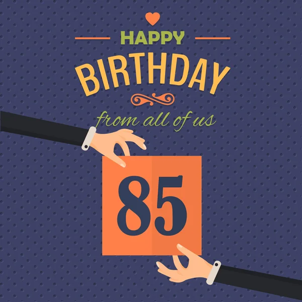 Joyeux anniversaire Vector Design. Annonce et célébration Message Affiche, Circulaire 85 ans — Image vectorielle