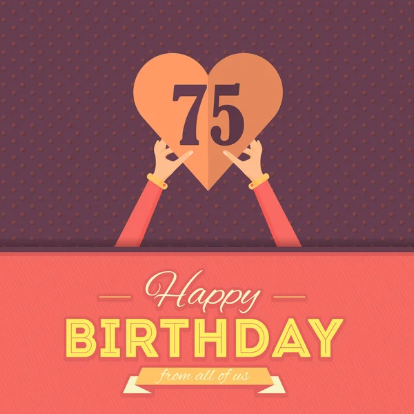 Feliz cumpleaños Vector Edad 75 Volante, Cartel, Diseño de la bandera — Vector de stock