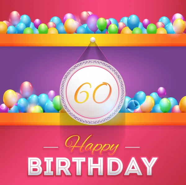 生日快乐设计，60岁概念贺卡模板 — 图库矢量图片
