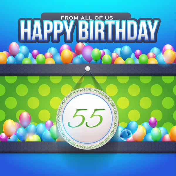 Happy Birthday Design, Age 55 Concept Greeting Card Template — Stock Vector