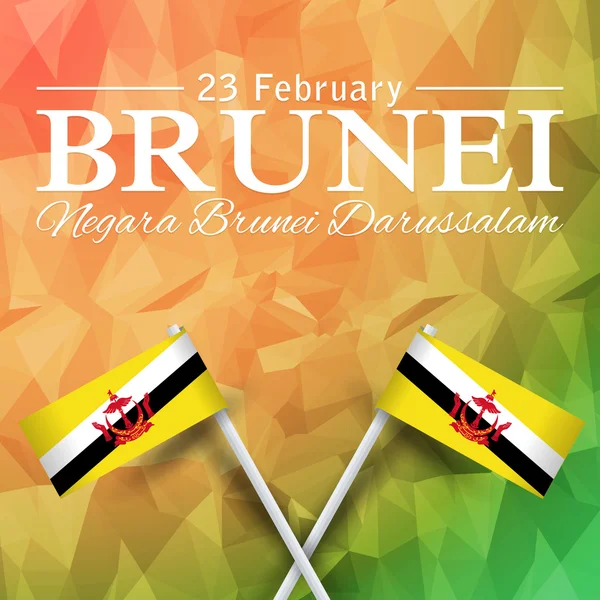 Brunei narodowej karty okolicznościowe, wielokątne tło, odznaki Vector Template-Malajski tekst "Negara Brunei Darussalam" w języku angielskim "naród Brunei" — Wektor stockowy