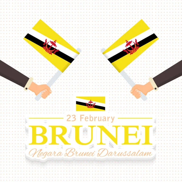 Brunei National Celebration Card, płaskie tło, odznaki Vector Template-Malajski tekst "Negara Brunei Darussalam" w języku angielskim "naród Brunei" — Wektor stockowy