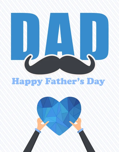 Šťastný design pro Den otců. Oznámení a úvodní zpráva plakát, leták. Polygonální symbol srdce — Stockový vektor