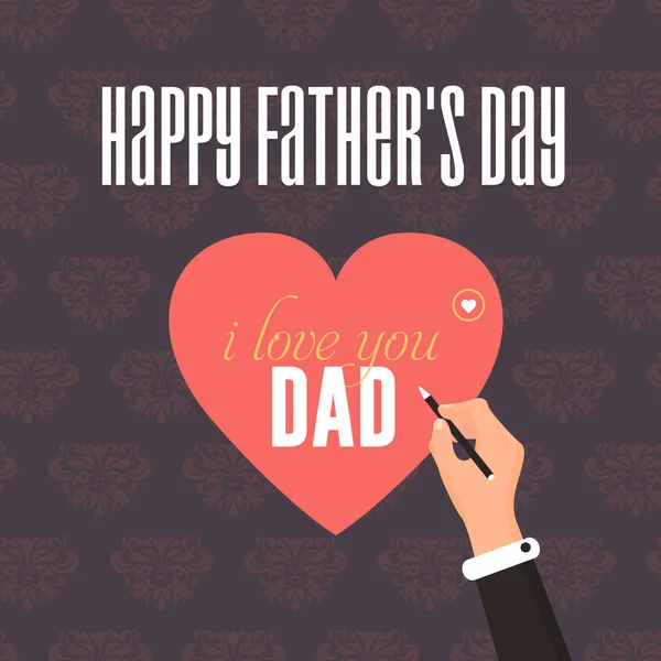 Happy Father's Day Theme "i love you Dad" Lettering, Flat Style Pencil Illustration — Stock Vector