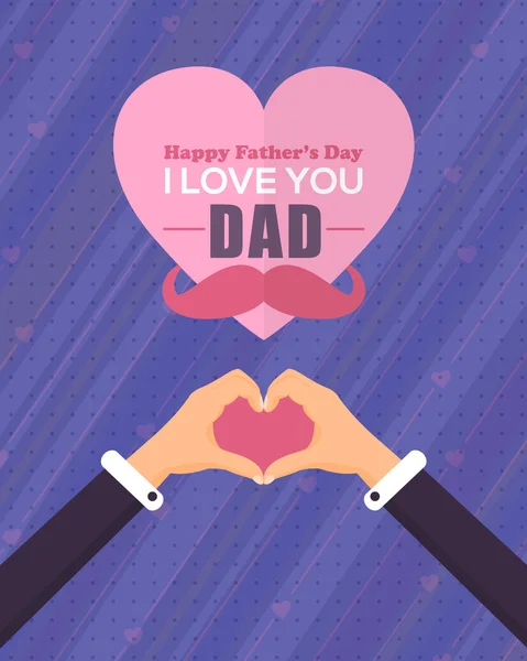 Happy Father 's Day,' i love you daddy 'Flat Style Badge Design. Плакат сообщения об объявлении и праздновании, шаблон флаера, иллюстрация поздравительной открытки — стоковый вектор